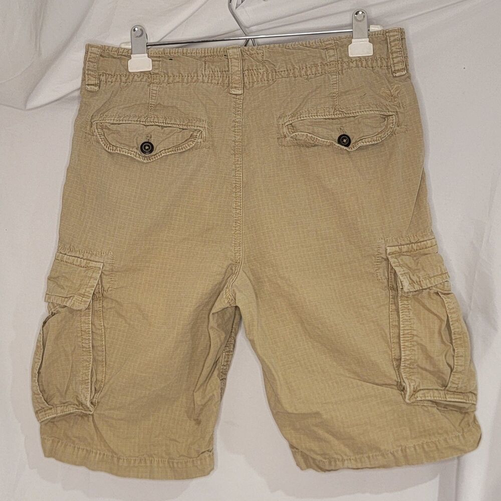 American Eagle Men’s 32 Brown Ripstop Cargo Shorts Long Inseam Outdoor Utility - Picture 7 of 9